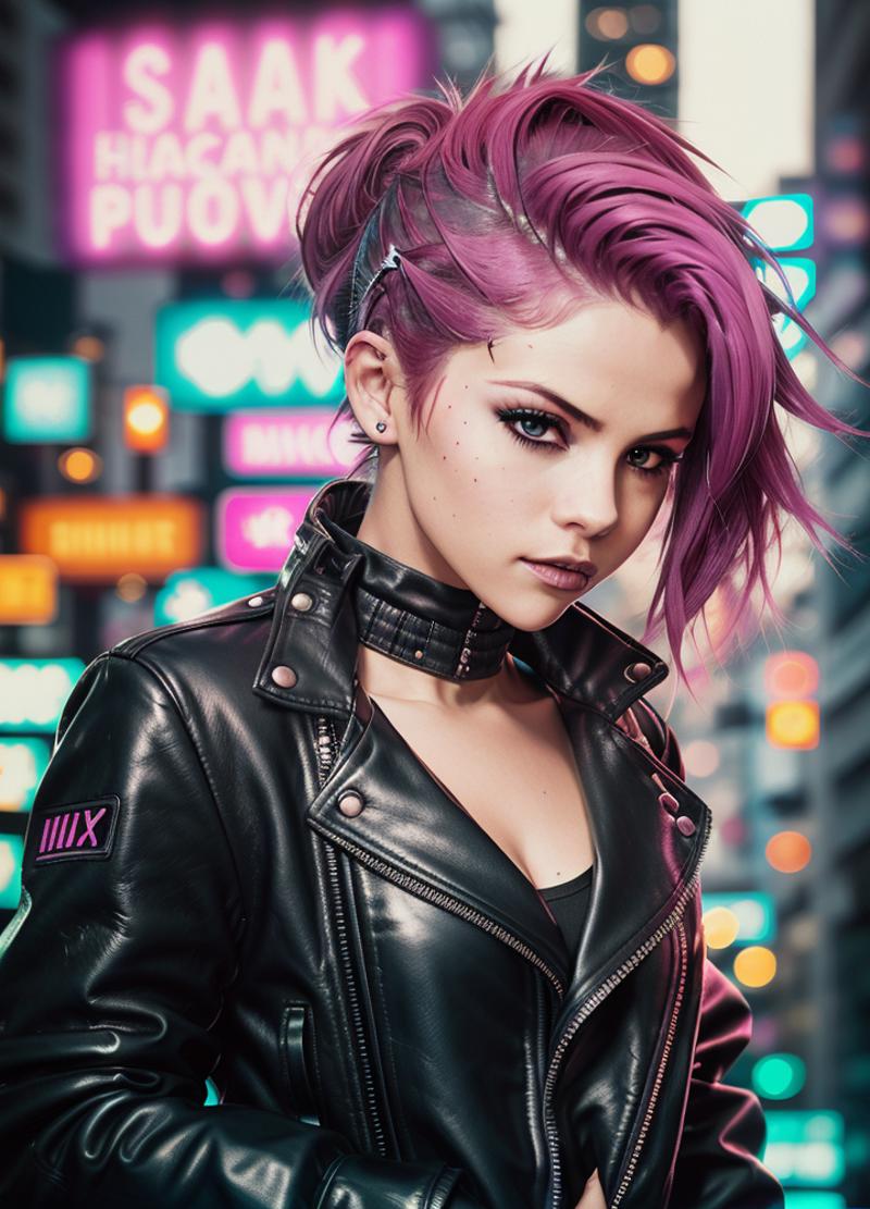 07437-4258795038-award winning photo of a woman as a cyberpunk hacker, wearing torn black leather jacket, leather gloves, short spiky pink hair,.png